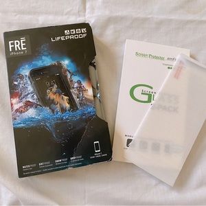 iPhone 7 Lifeproof case (used) and single Glass Screen protector